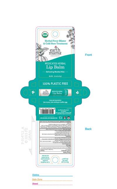 Earth Mama Medicated Herbal Lip Balm 0.15 Oz (4.25 G) Carton Artwork (B10 521 00 Medicated Lip Balm Plantpod Plasticfree Draft)